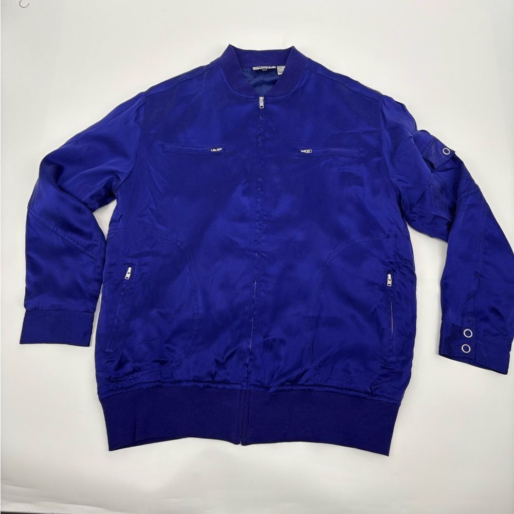 Chico’s royal Blue silk Bomber Jacket